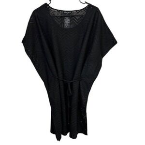 Mario Serrani Italy Black Chevron‎ Knit Swim Cover Up Beach Dress Sz Small